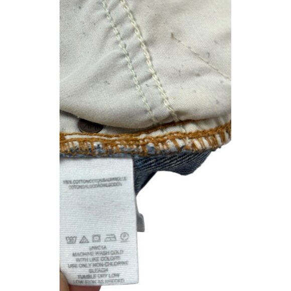 Free People We The Free Button Front Denim Mini Skirt Blue Sz 29 Distressed Boho - Picture 5 of 7